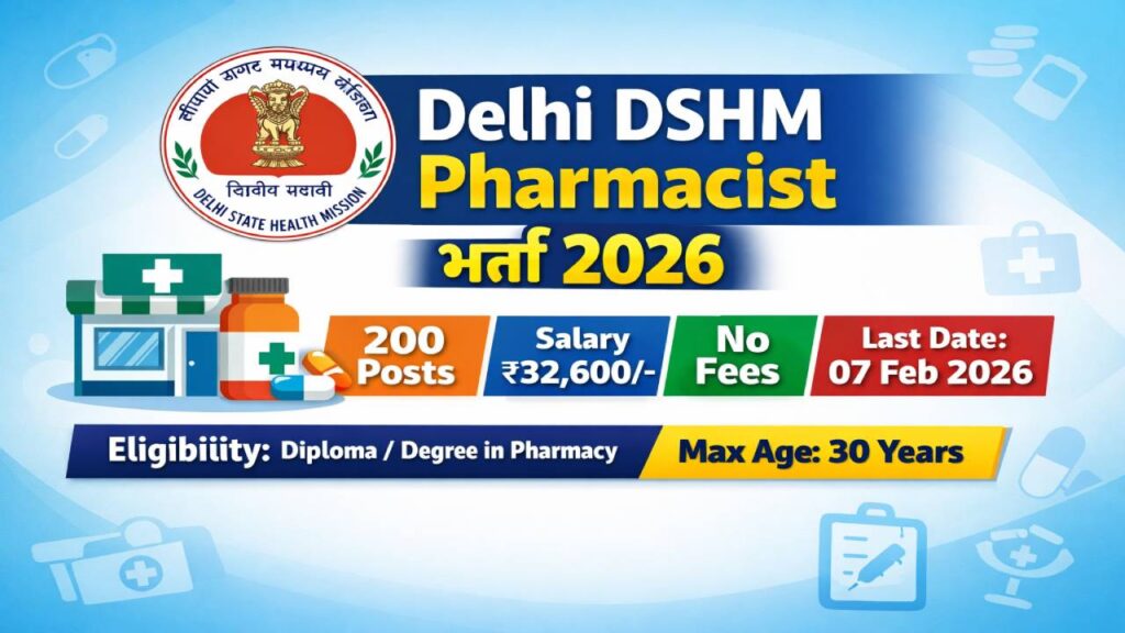 Delhi Pharmacist Vacancy 2026 DSHM