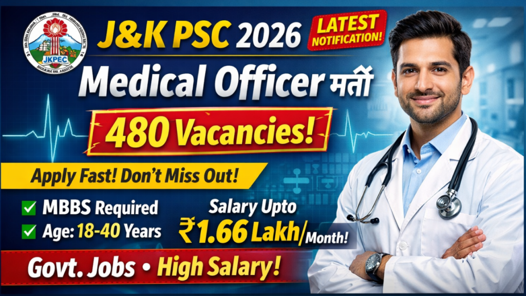J&K PSC 480 Medical Officer Jobs 2026
