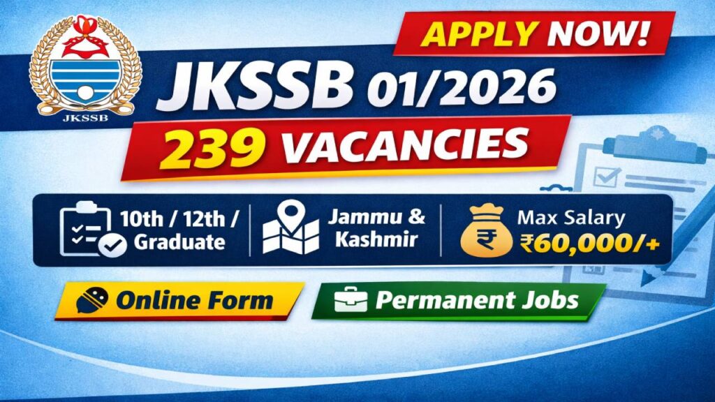 JKSSB Recruitment 2026 Health Department 239 Posts