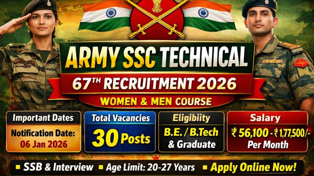 Indian Army SSC Tech Women 67 Recruitment 2026