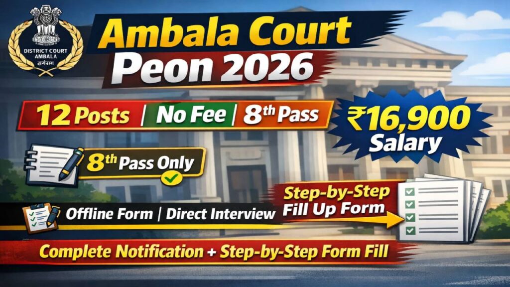 Ambala Court Peon Recruitment 2026