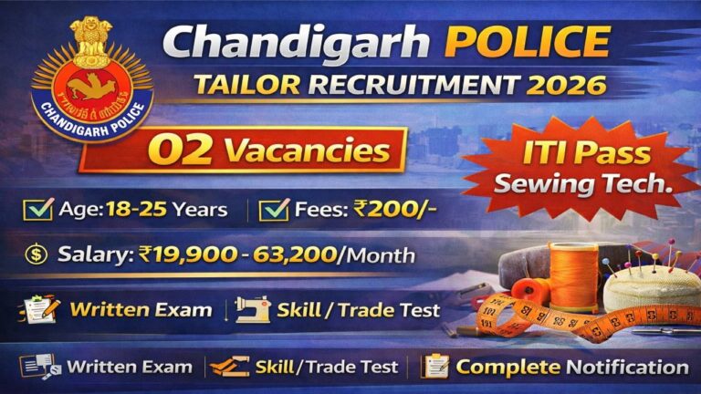 Chandigarh Police Tailor Recruitment 2026