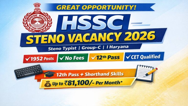 HSSC Steno Recruitment 2026