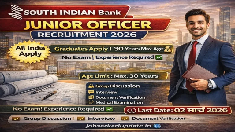 South Indian Bank Junior Officer Recruitment 2026