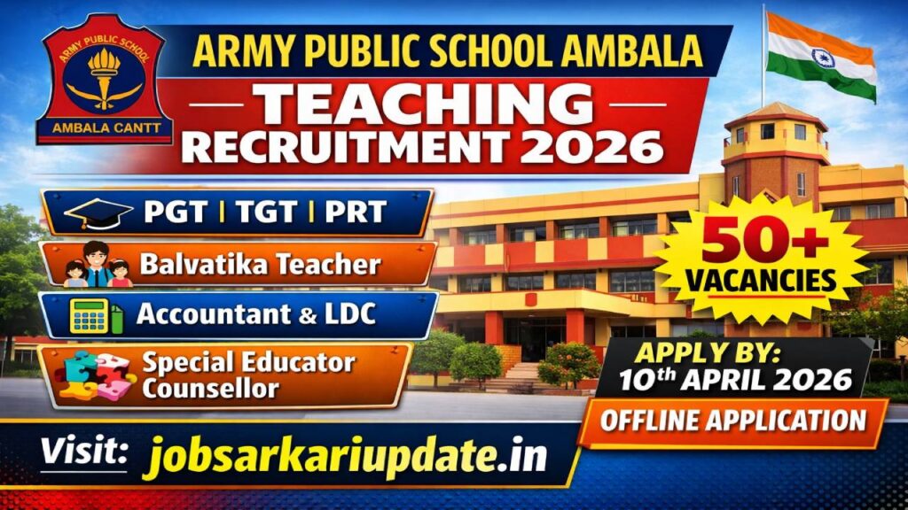Army Public School Ambala Teaching Recruitment 2026