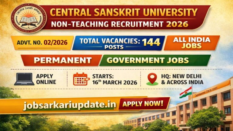 Central Sanskrit University non-teaching recruitment 2026 apply online