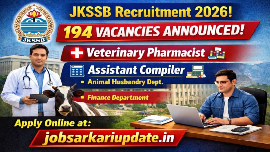 JKSSB Veterinary Pharmacist Assistant Compiler Recruitment 2026