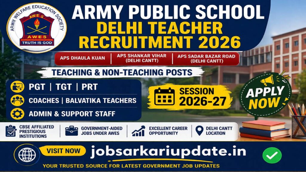 Army Public School Dhaula Kuan teaching job apply 2026
