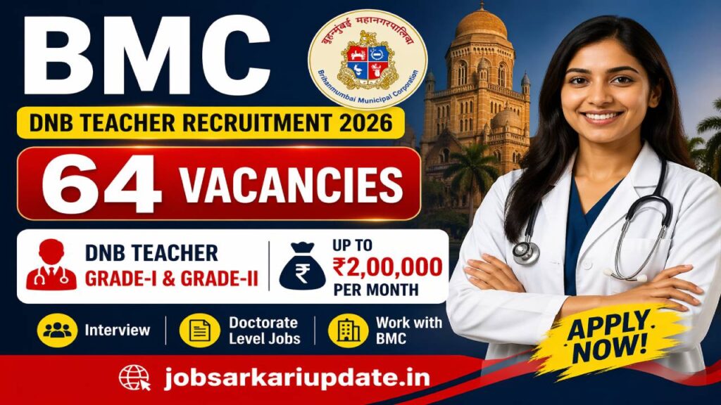 BMC DNB Teacher Grade I salary and experience requirement 2026