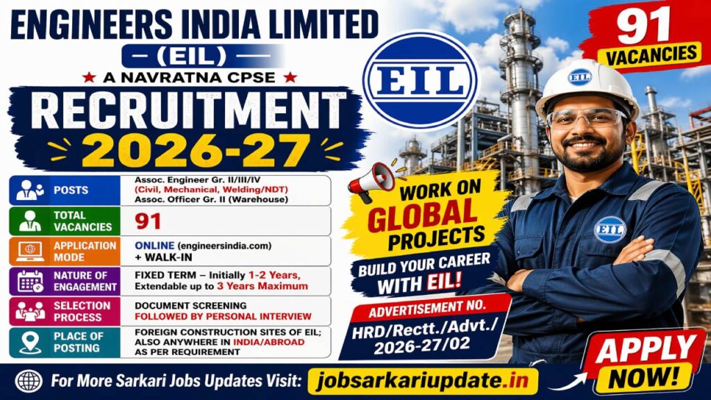 EIL walk-in interview 2026 salary in hand