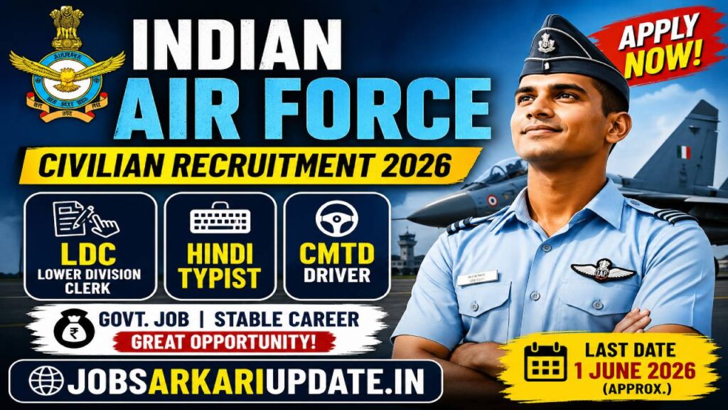 IAF civilian LDC Hindi Typist recruitment 2026 in-hand salary