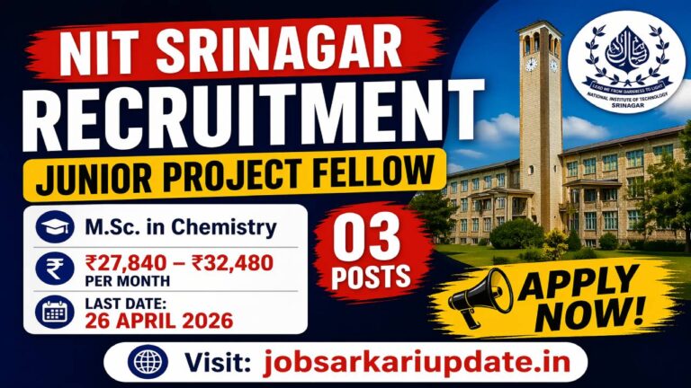 NIT Srinagar Junior Project Fellow Chemistry 2026 stipend