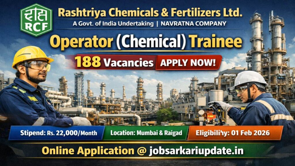 RCF Chemical Operator Trainee eligibility BSc Chemistry NCVT 2026
