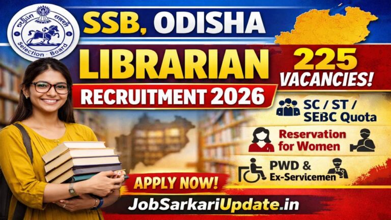 SSB Odisha Librarian vacancy 2026 district wise