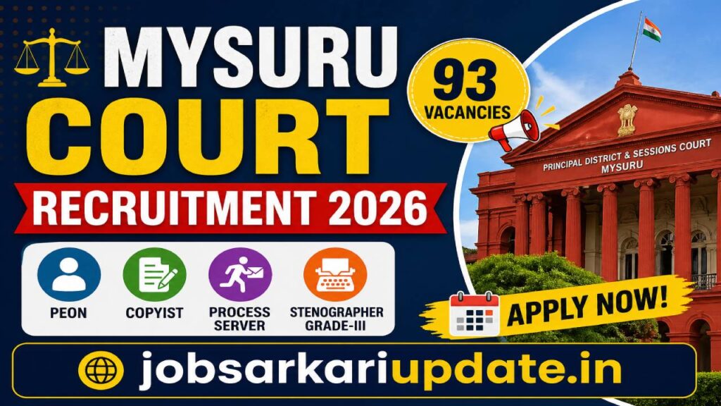 how many peon vacancies in Mysuru District Court recruitment 2026