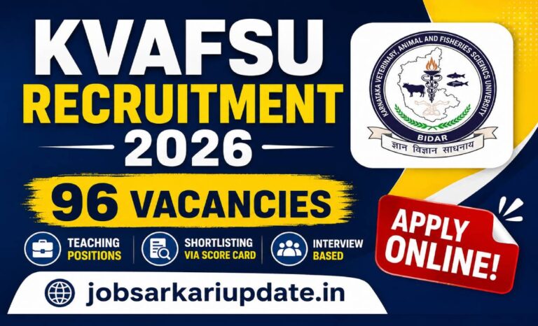 KVAFSU teaching recruitment 2026 salary and eligibility for Professor posts