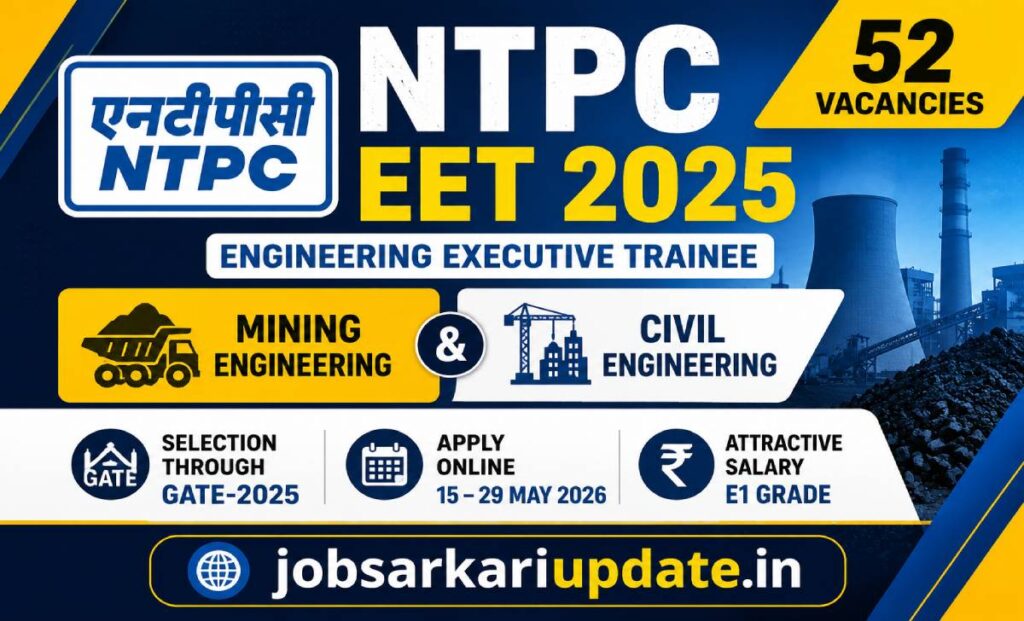 NTPC EET 2026 Mining Civil GATE 2025 in-hand salary E1 grade