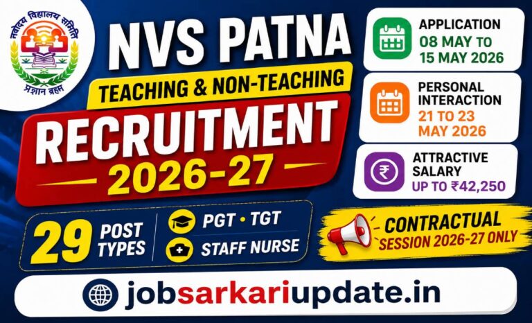 NVS Patna Region PGT TGT contract teacher salary 2026