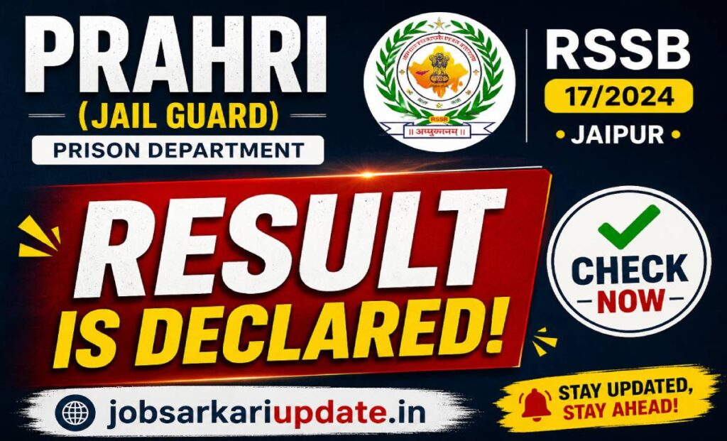 RSSB Prahri Bharti 2024 category wise cutoff marks final result