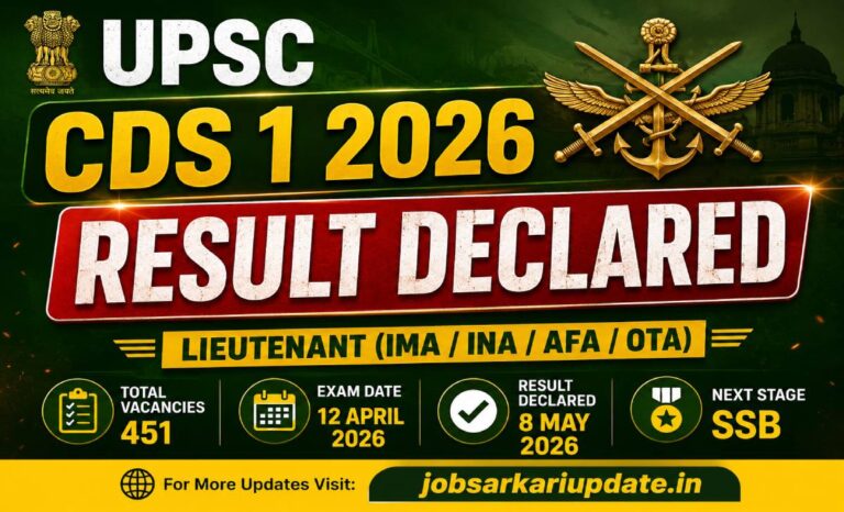 UPSC CDS 1 2026 result merit list PDF download