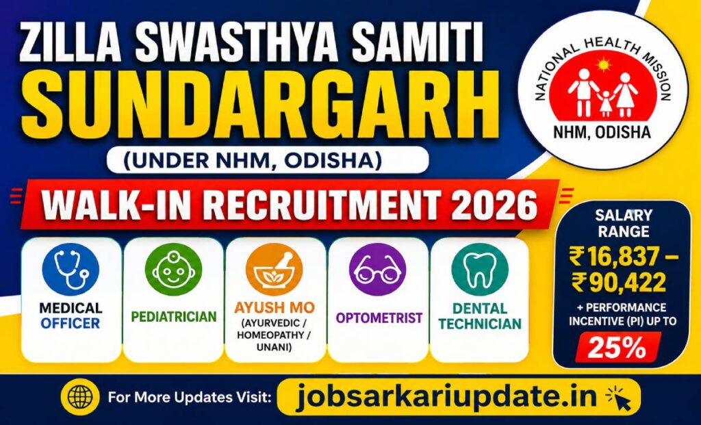 sundargarh nhm walk in interview medical officer 2026