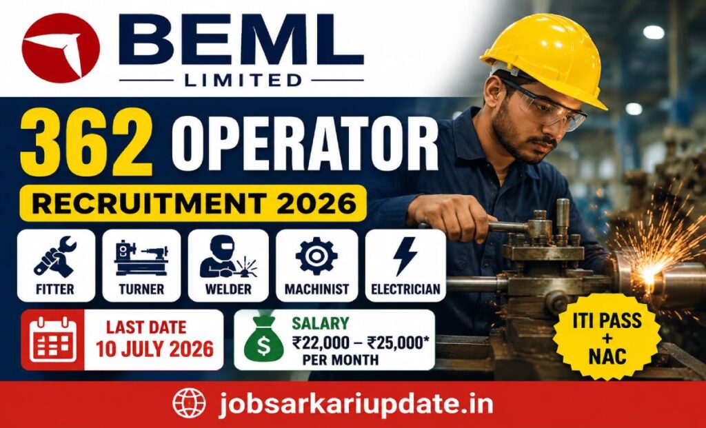 BEML Operator Tenure Basis Recruitment 2026