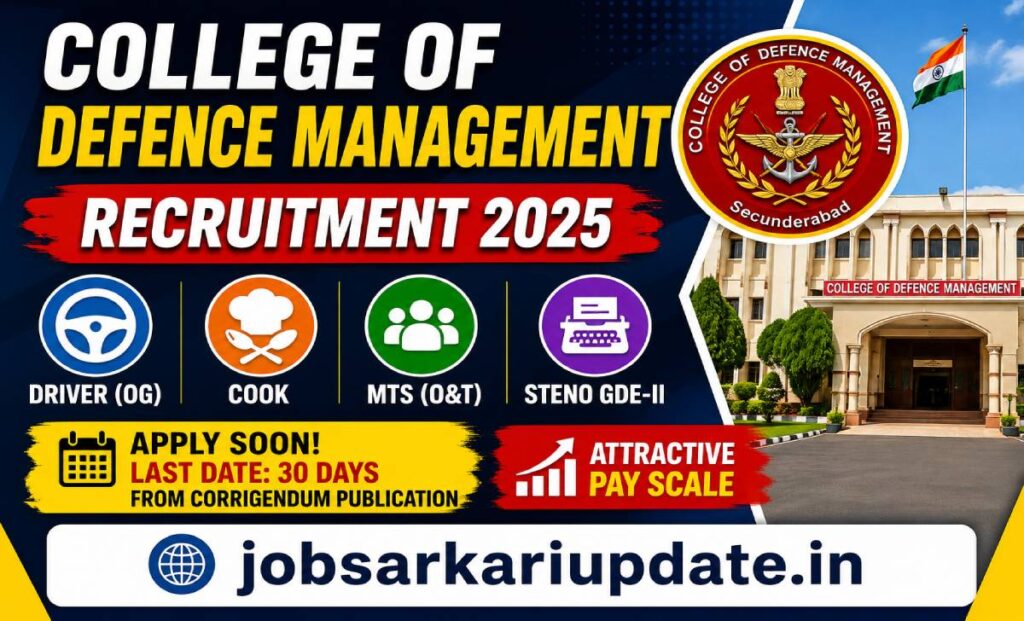 CDM Secunderabad Driver Cook MTS Steno Recruitment 2026