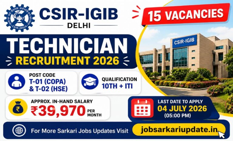 CSIR IGIB Technician 1 recruitment 2026 in-hand salary Delhi