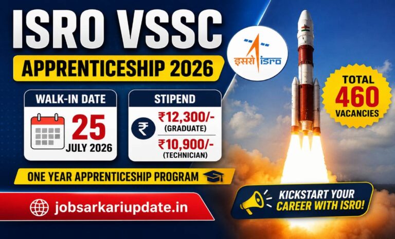 VSSC apprentice recruitment 2026 walk-in selection 65 percent marks