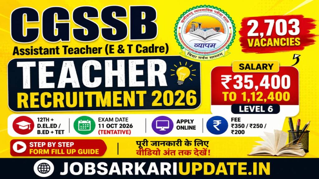 how to apply for CGSSB Assistant Teacher Recruitment 2026 online