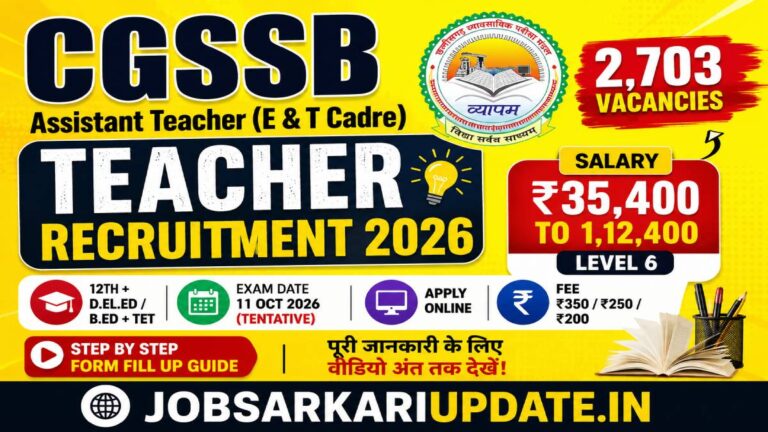 how to apply for CGSSB Assistant Teacher Recruitment 2026 online