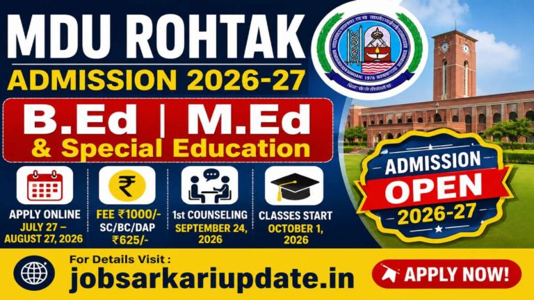 how to apply for MDU B.Ed admission 2026